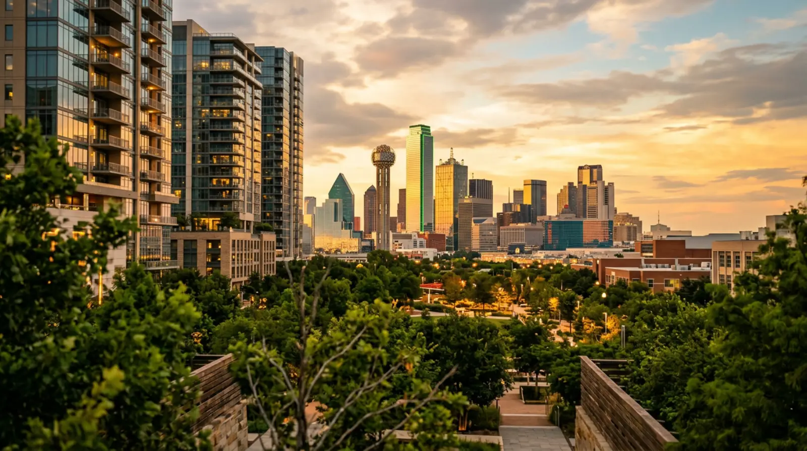 Dallas skyline at golden hour